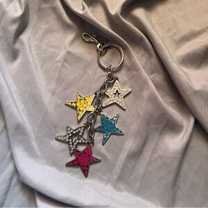 RARE Coach Multicolor Star Charm Keychain - Pink, Yellow, Blue, Silver